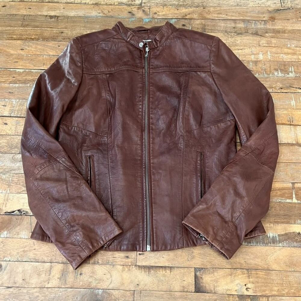 Lamarque Collection Ariel Leather Jacket Women's Size M Biker Motorcycle